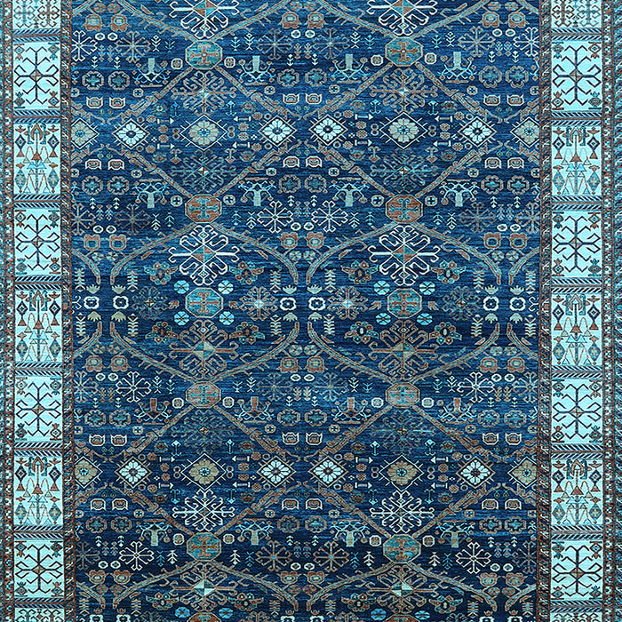 Machine Washable Oriental Light Blue Industrial Rug, wshurb2024lblu