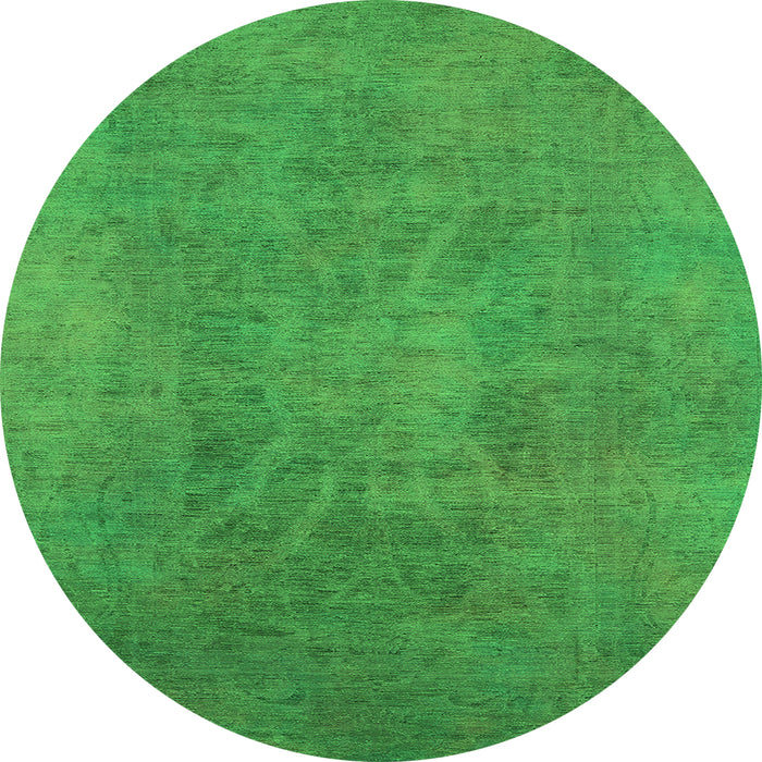 Round Machine Washable Oriental Green Industrial Area Rugs, wshurb2025grn