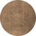 Round Oriental Brown Industrial Rug, urb2025brn