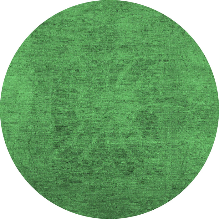 Round Oriental Emerald Green Industrial Rug, urb2025emgrn