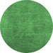 Round Oriental Emerald Green Industrial Rug, urb2025emgrn