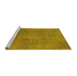 Sideview of Machine Washable Oriental Yellow Industrial Rug, wshurb2025yw