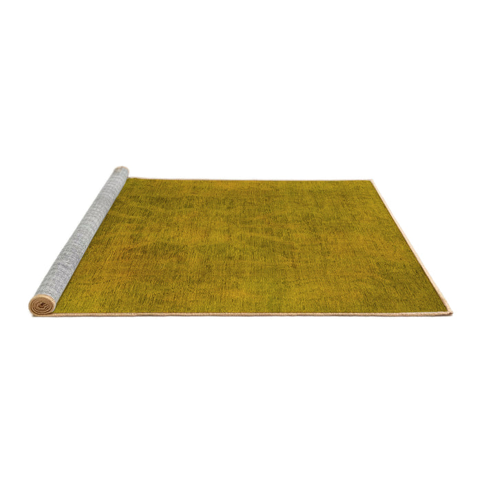 Sideview of Machine Washable Oriental Yellow Industrial Rug, wshurb2025yw