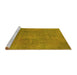 Sideview of Machine Washable Oriental Yellow Industrial Rug, wshurb2025yw