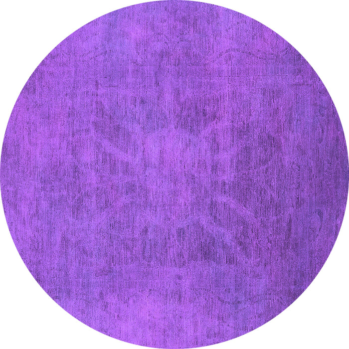 Round Machine Washable Oriental Purple Industrial Area Rugs, wshurb2025pur