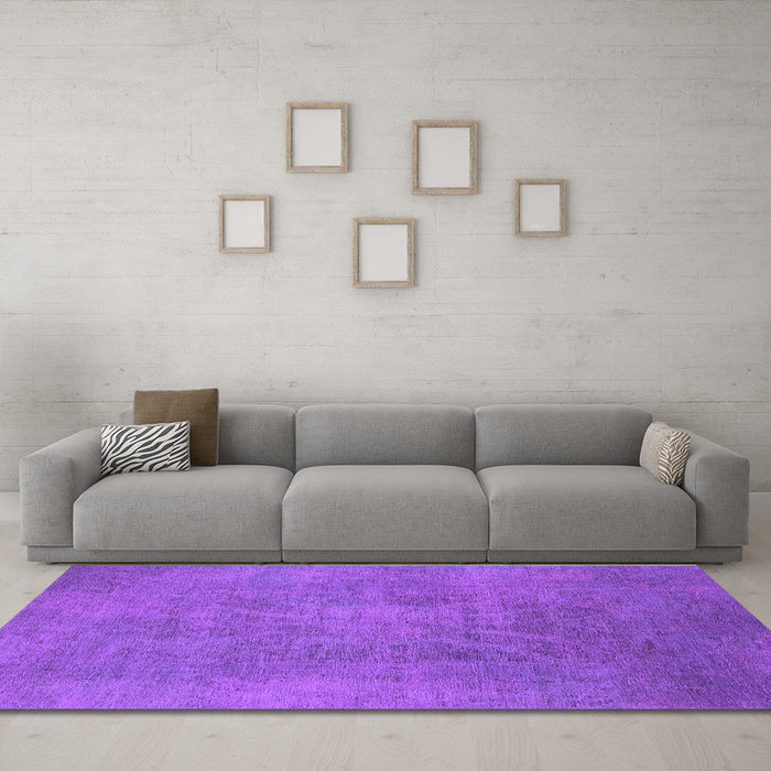 Machine Washable Oriental Purple Industrial Area Rugs in a Living Room, wshurb2025pur