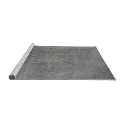 Sideview of Machine Washable Oriental Gray Industrial Rug, wshurb2025gry