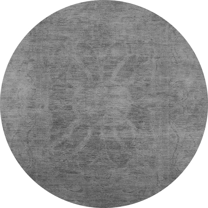 Round Machine Washable Oriental Gray Industrial Rug, wshurb2025gry