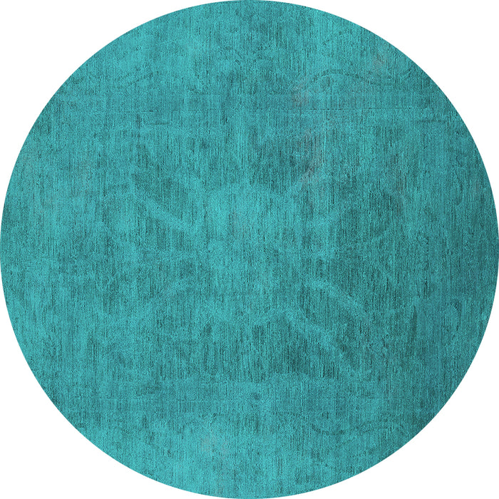 Round Oriental Turquoise Industrial Rug, urb2025turq