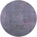 Round Machine Washable Industrial Modern Mist Blue Rug, wshurb2025