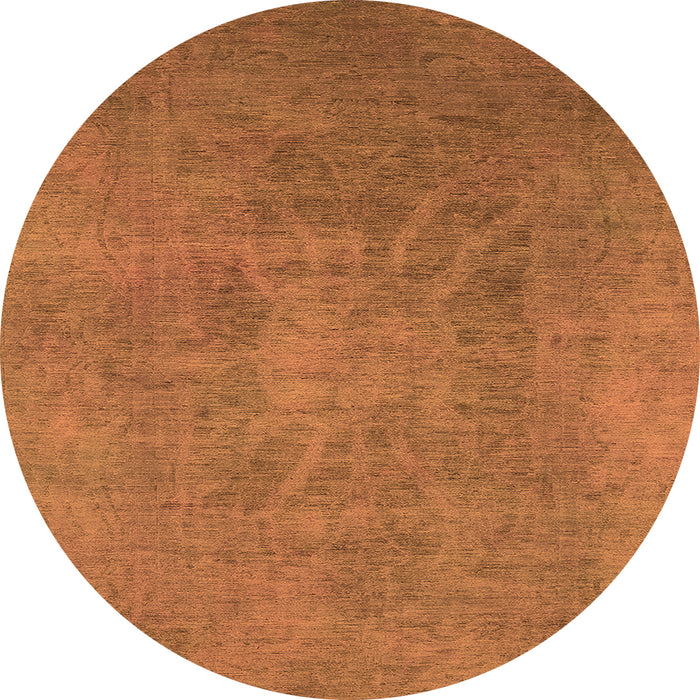 Round Machine Washable Oriental Orange Industrial Area Rugs, wshurb2025org