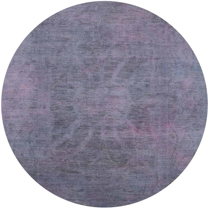 Round Mid-Century Modern Mist Blue Oriental Rug, urb2025