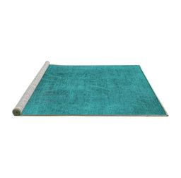 Sideview of Machine Washable Oriental Turquoise Industrial Area Rugs, wshurb2025turq