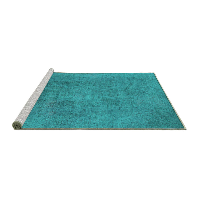Sideview of Machine Washable Oriental Turquoise Industrial Area Rugs, wshurb2025turq