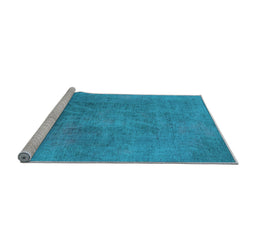 Sideview of Machine Washable Oriental Light Blue Industrial Rug, wshurb2025lblu