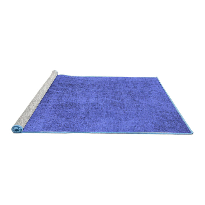 Sideview of Machine Washable Oriental Blue Industrial Rug, wshurb2025blu
