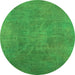 Round Oriental Green Industrial Rug, urb2025grn