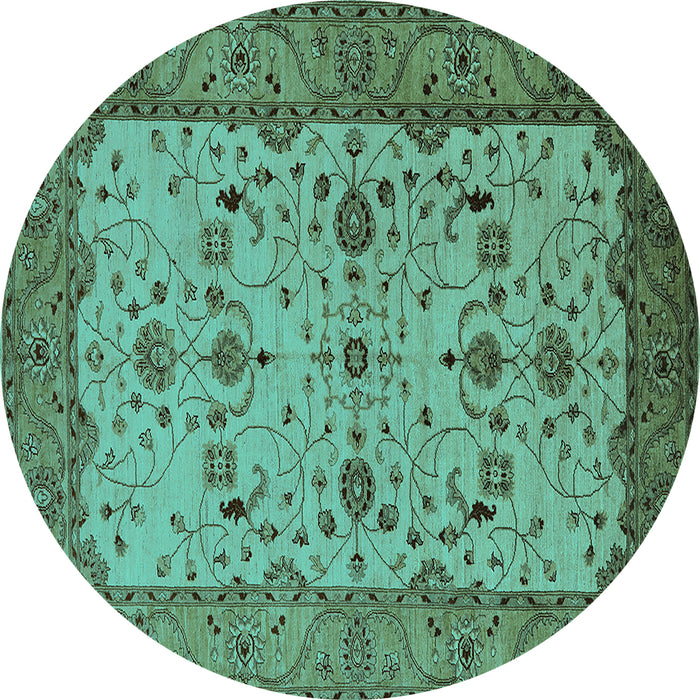 Round Oriental Turquoise Traditional Rug, urb2026turq
