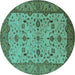 Round Oriental Turquoise Traditional Rug, urb2026turq