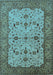 Machine Washable Oriental Light Blue Traditional Rug, wshurb2026lblu