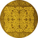 Round Oriental Yellow Traditional Rug, urb2026yw