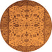 Round Machine Washable Oriental Orange Traditional Area Rugs, wshurb2026org