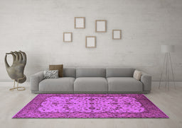 Machine Washable Oriental Purple Traditional Area Rugs in a Living Room, wshurb2026pur
