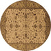 Round Machine Washable Oriental Brown Traditional Rug, wshurb2026brn