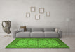 Machine Washable Oriental Green Traditional Area Rugs in a Living Room,, wshurb2026grn