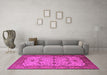 Machine Washable Oriental Pink Traditional Rug in a Living Room, wshurb2026pnk