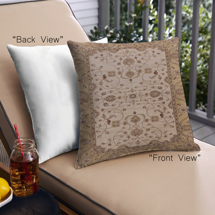 Front View of Mid-Century Modern Urban Square Light Copper Gold Throw Pillow, 18 inch by 18 inch, pwurb2026