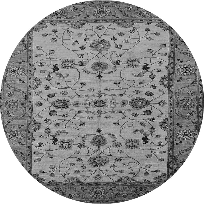 Round Machine Washable Oriental Gray Traditional Rug, wshurb2026gry
