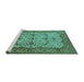 Sideview of Machine Washable Oriental Turquoise Traditional Area Rugs, wshurb2026turq