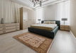 Mid-Century Modern Light Copper Gold Oriental Rug in a Bedroom, urb2026