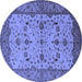 Round Oriental Blue Traditional Rug, urb2026blu