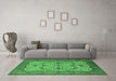 Machine Washable Oriental Emerald Green Traditional Area Rugs in a Living Room,, wshurb2026emgrn