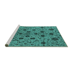 Sideview of Machine Washable Oriental Turquoise Industrial Area Rugs, wshurb2027turq