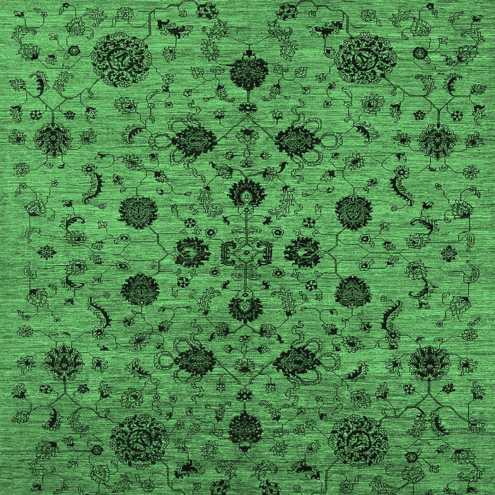 Square Oriental Emerald Green Industrial Rug, urb2027emgrn