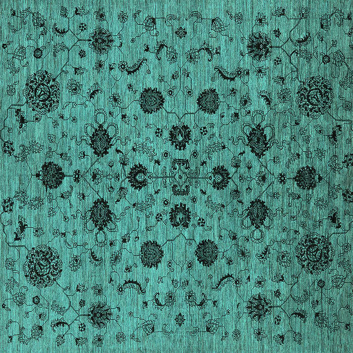 Square Oriental Turquoise Industrial Rug, urb2027turq