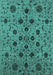 Machine Washable Oriental Turquoise Industrial Area Rugs, wshurb2027turq