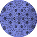 Round Machine Washable Oriental Blue Industrial Rug, wshurb2027blu