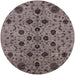 Round Mid-Century Modern Coffee Brown Oriental Rug, urb2027