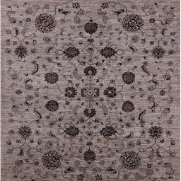 Square Mid-Century Modern Coffee Brown Oriental Rug, urb2027