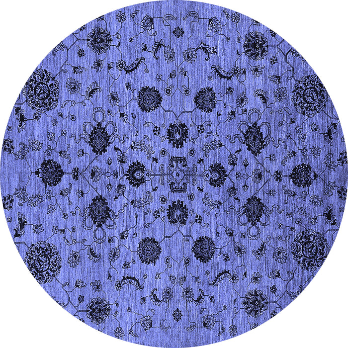 Round Oriental Blue Industrial Rug, urb2027blu