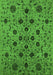 Machine Washable Oriental Green Industrial Area Rugs, wshurb2027grn