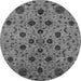 Round Machine Washable Oriental Gray Industrial Rug, wshurb2027gry