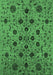 Machine Washable Oriental Emerald Green Industrial Area Rugs, wshurb2027emgrn