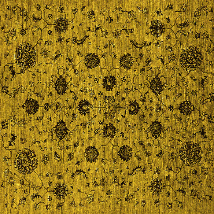 Square Machine Washable Oriental Yellow Industrial Rug, wshurb2027yw