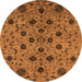 Round Machine Washable Oriental Orange Industrial Area Rugs, wshurb2027org