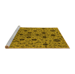 Sideview of Machine Washable Oriental Yellow Industrial Rug, wshurb2027yw